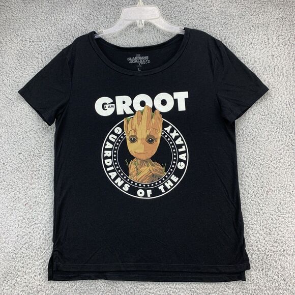 Marvel Guardian of the Galaxy Vol 2 Youth T Shirt Size Large Black I AM Groot - Picture 2 of 9